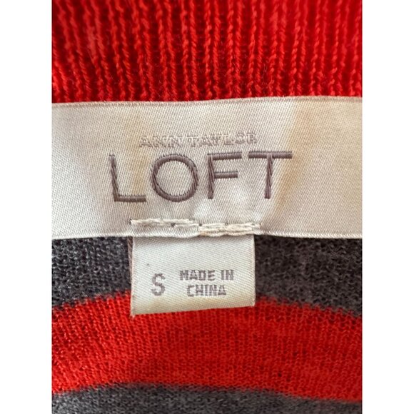 Ann Taylor Loft Womens Red & Gray Striped Button-Up Cardigan Sweater Size S - Picture 5 of 15